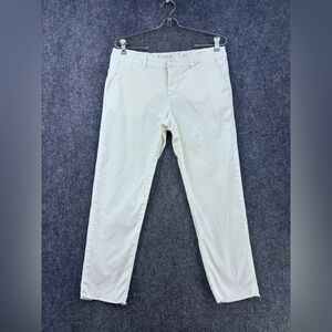Frank & Eileen White Wicklow Pants Raw Hem Women’s 6 Twill Preppy Made In USA